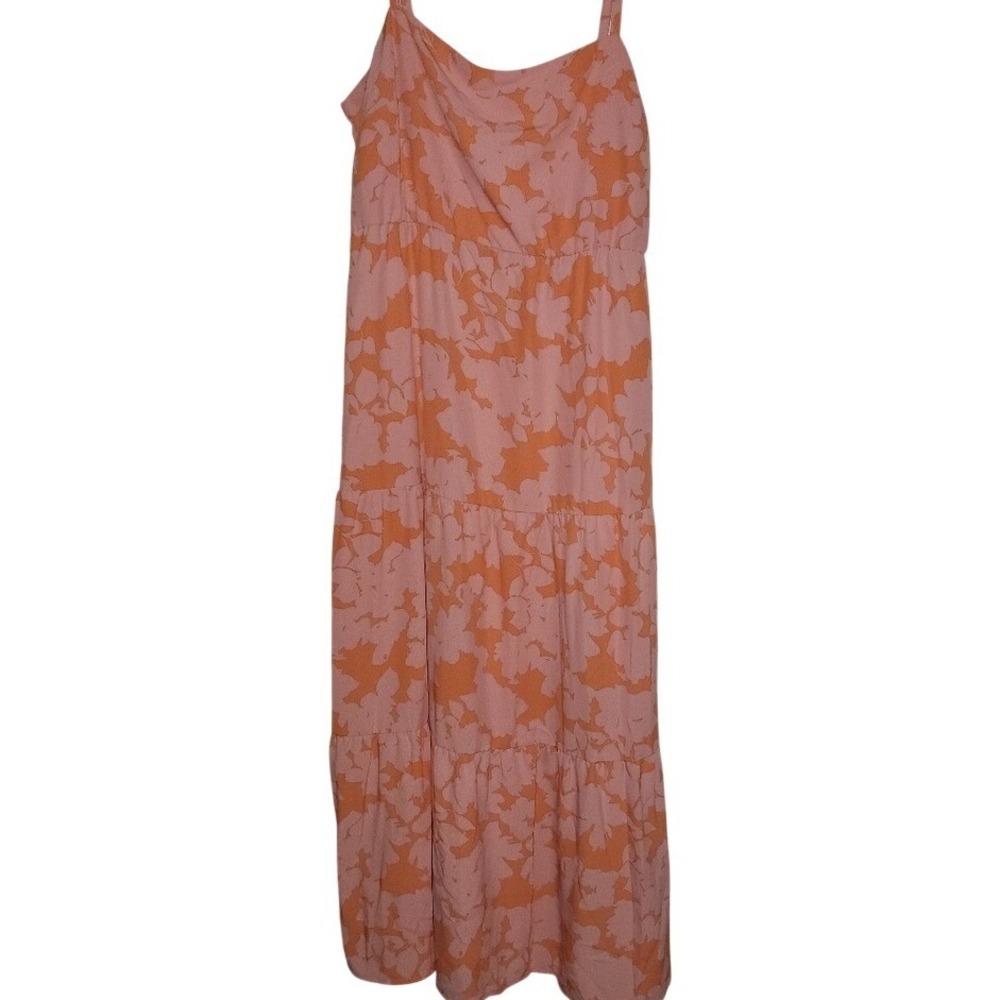 Sanctuary Social Standard‎ Smocked Back Maxi Dress Vacation Coral Floral NWT XL